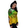 Acid Melt Yellow And Green Print Women's Bomber Jacket-grizzshop