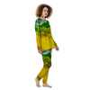 Acid Melt Yellow And Green Print Women's Pajamas-grizzshop