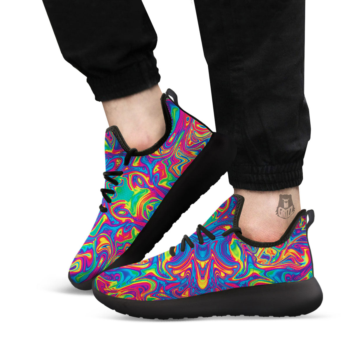 Acid Psychedelic Print Pattern Black Athletic Shoes-grizzshop