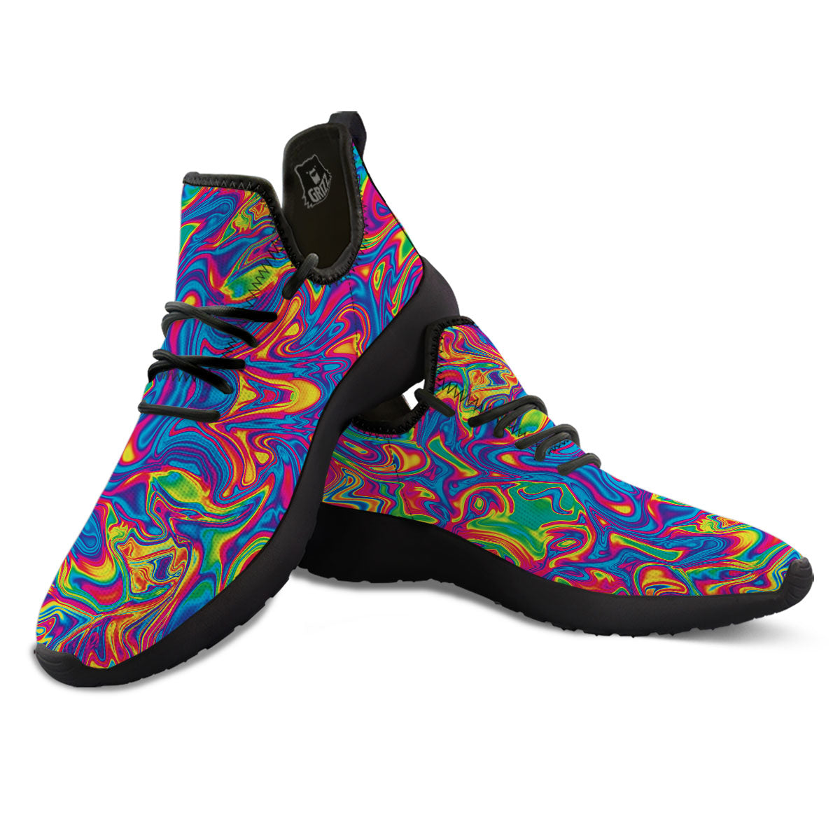 Acid Psychedelic Print Pattern Black Athletic Shoes-grizzshop