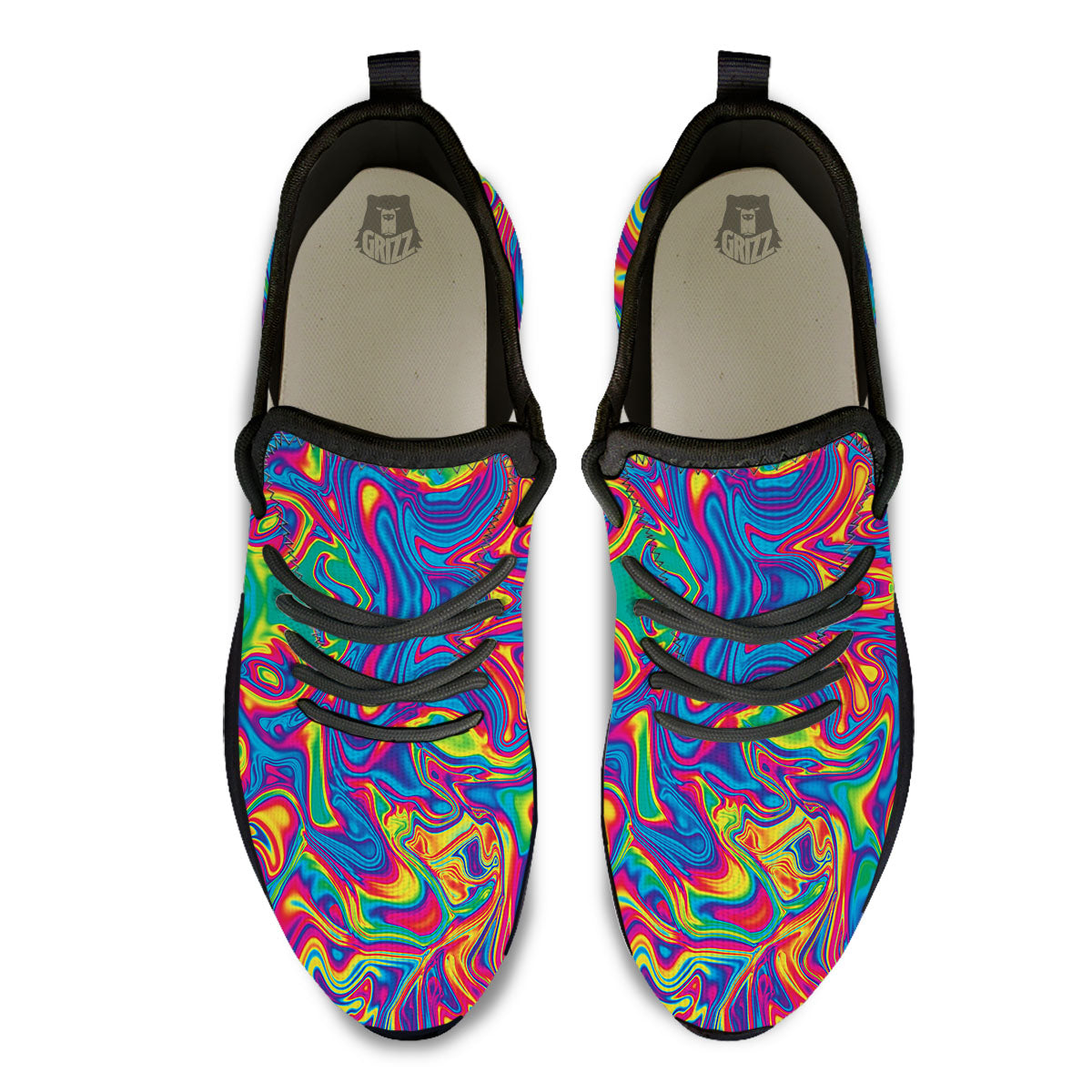 Acid Psychedelic Print Pattern Black Athletic Shoes-grizzshop