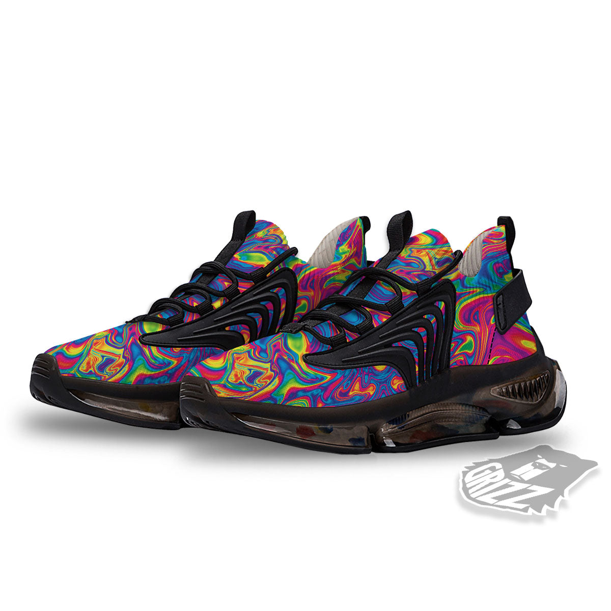 Acid Psychedelic Print Pattern Black Gym Shoes-grizzshop
