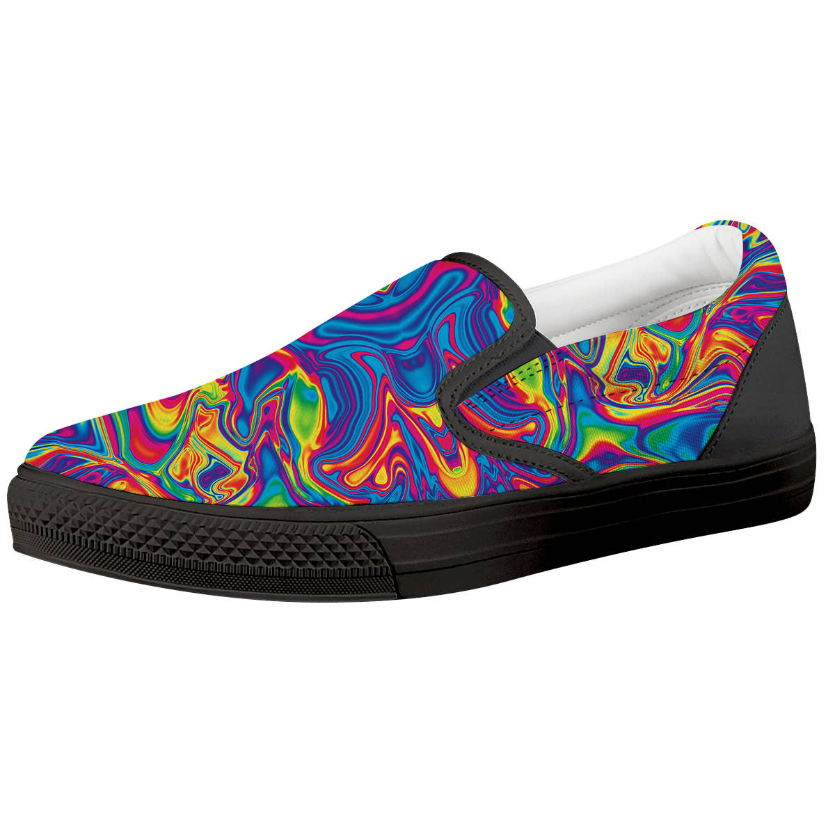 Acid Psychedelic Print Pattern Black Slip On Shoes-grizzshop