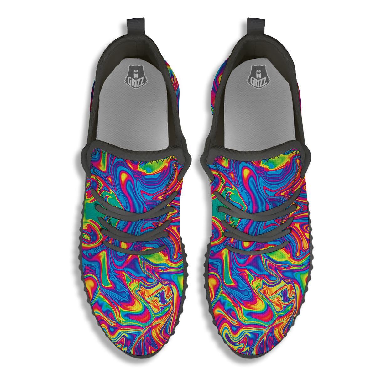 Acid Psychedelic Print Pattern Black Walking Shoes-grizzshop