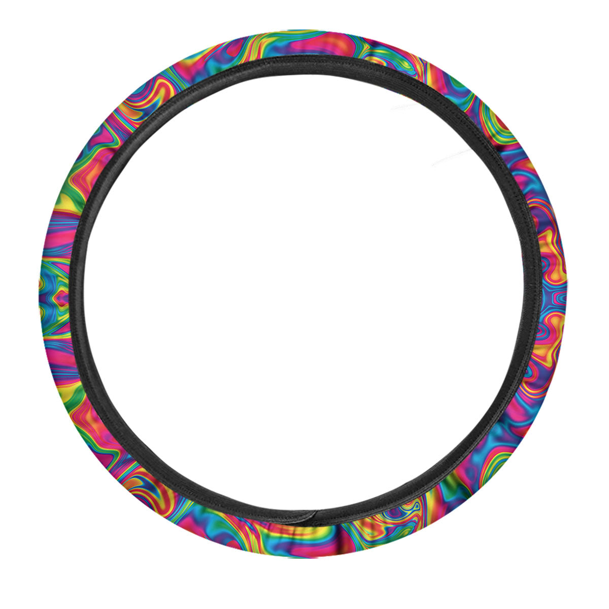 Acid Psychedelic Print Pattern Car Steering Wheel Cover-grizzshop