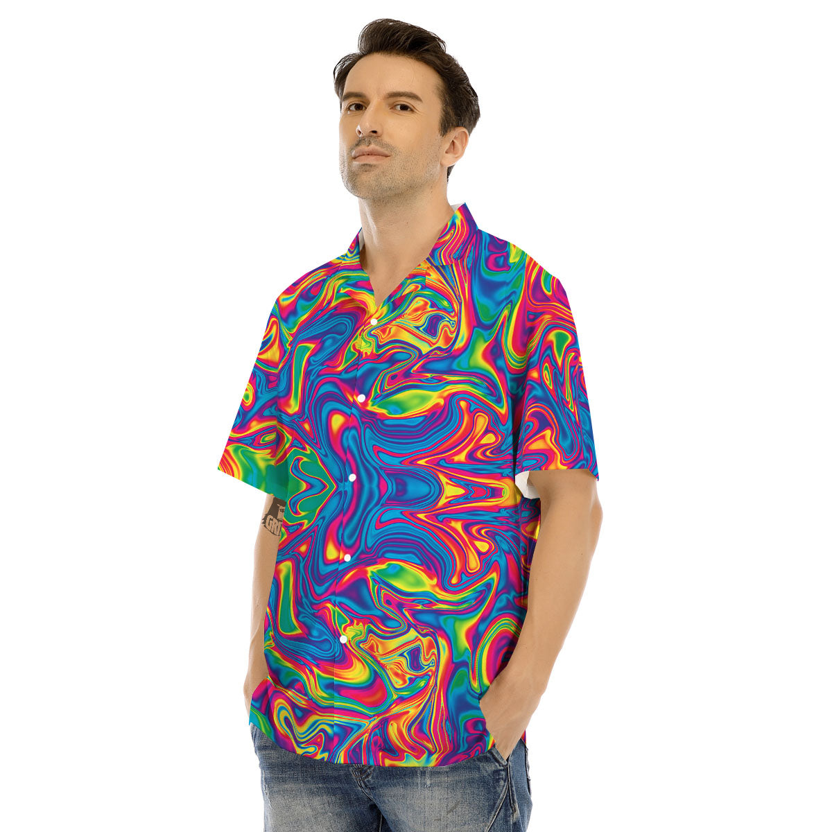 Acid Psychedelic Print Pattern Men's Hawaiian Shirt-grizzshop