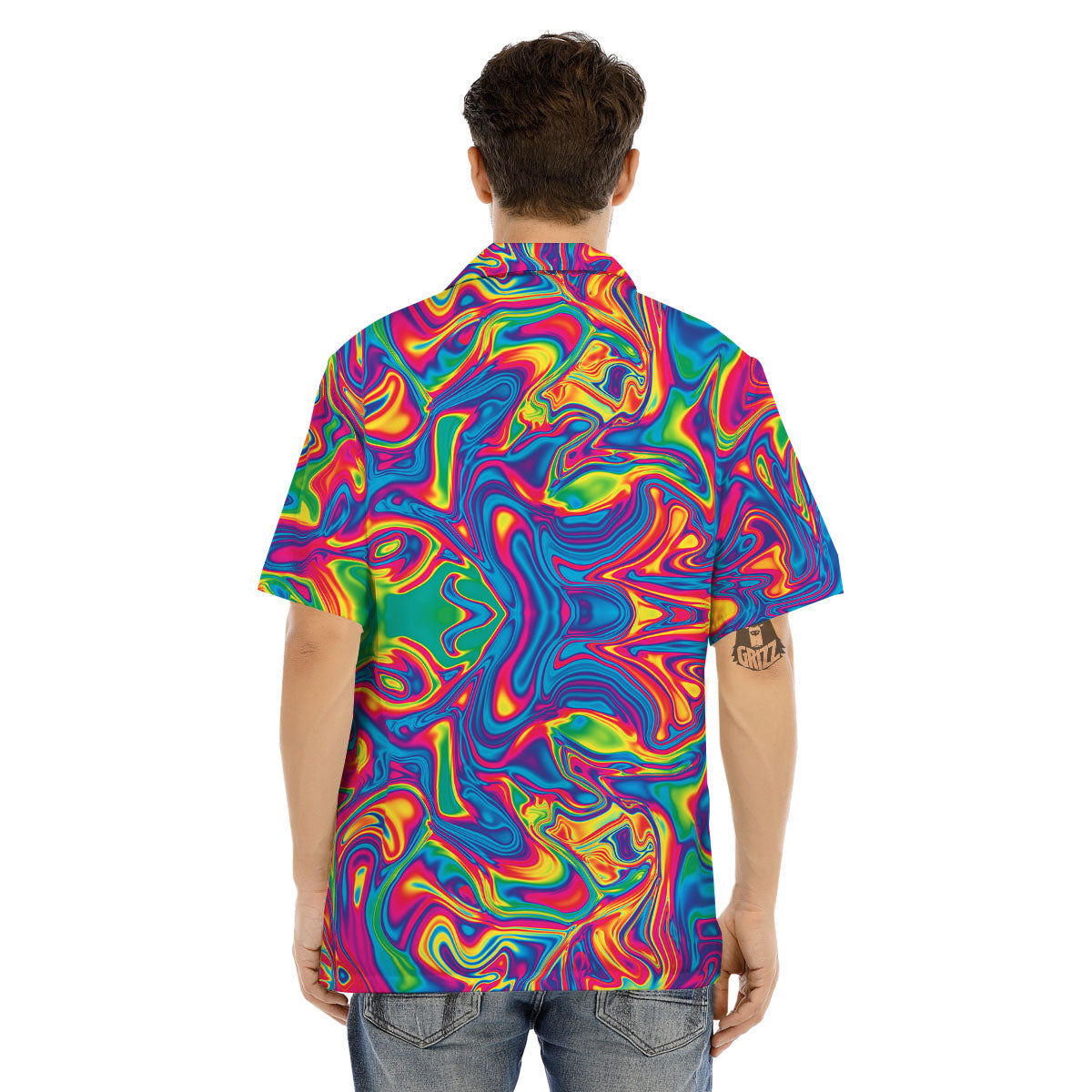 Acid Psychedelic Print Pattern Men's Hawaiian Shirt-grizzshop