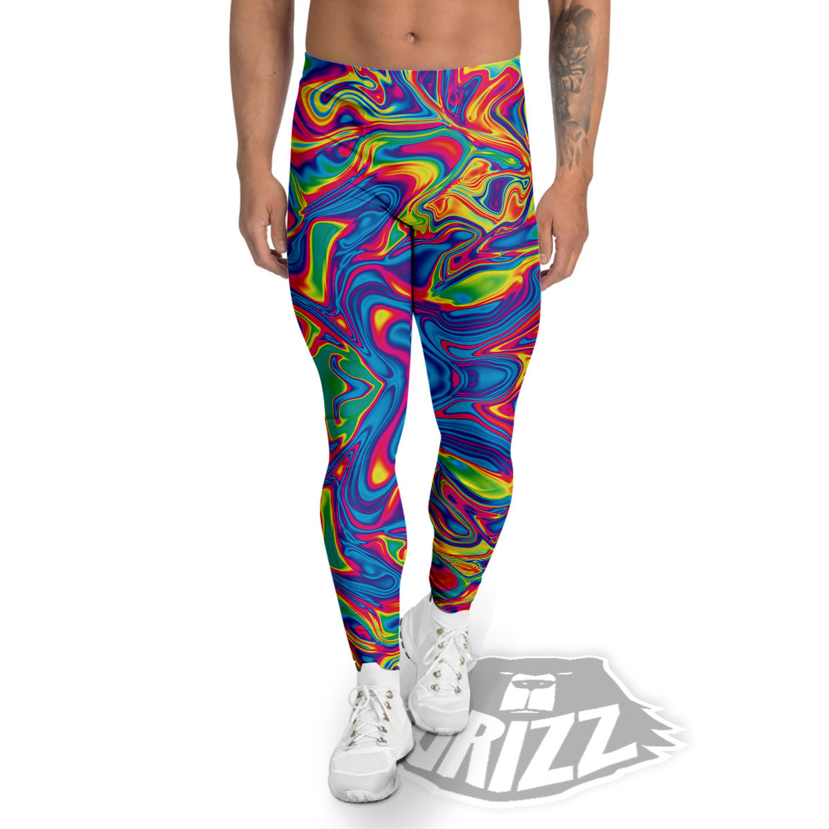Acid Psychedelic Print Pattern Men's Leggings-grizzshop
