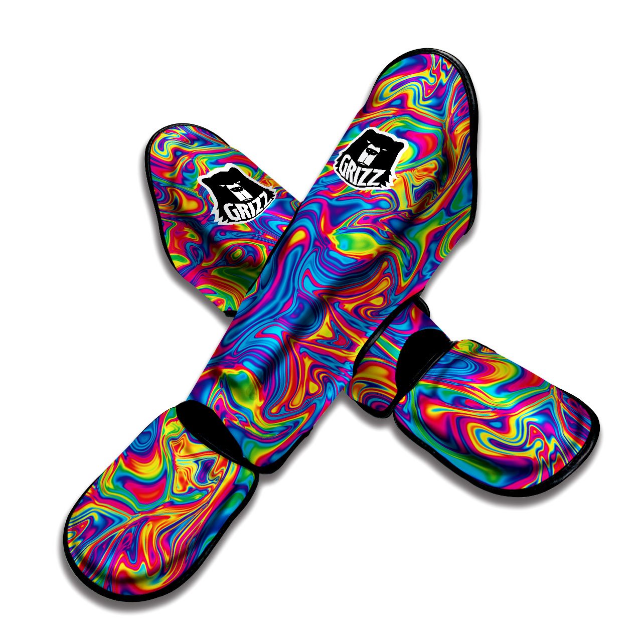 Acid Psychedelic Print Pattern Muay Thai Shin Guards-grizzshop