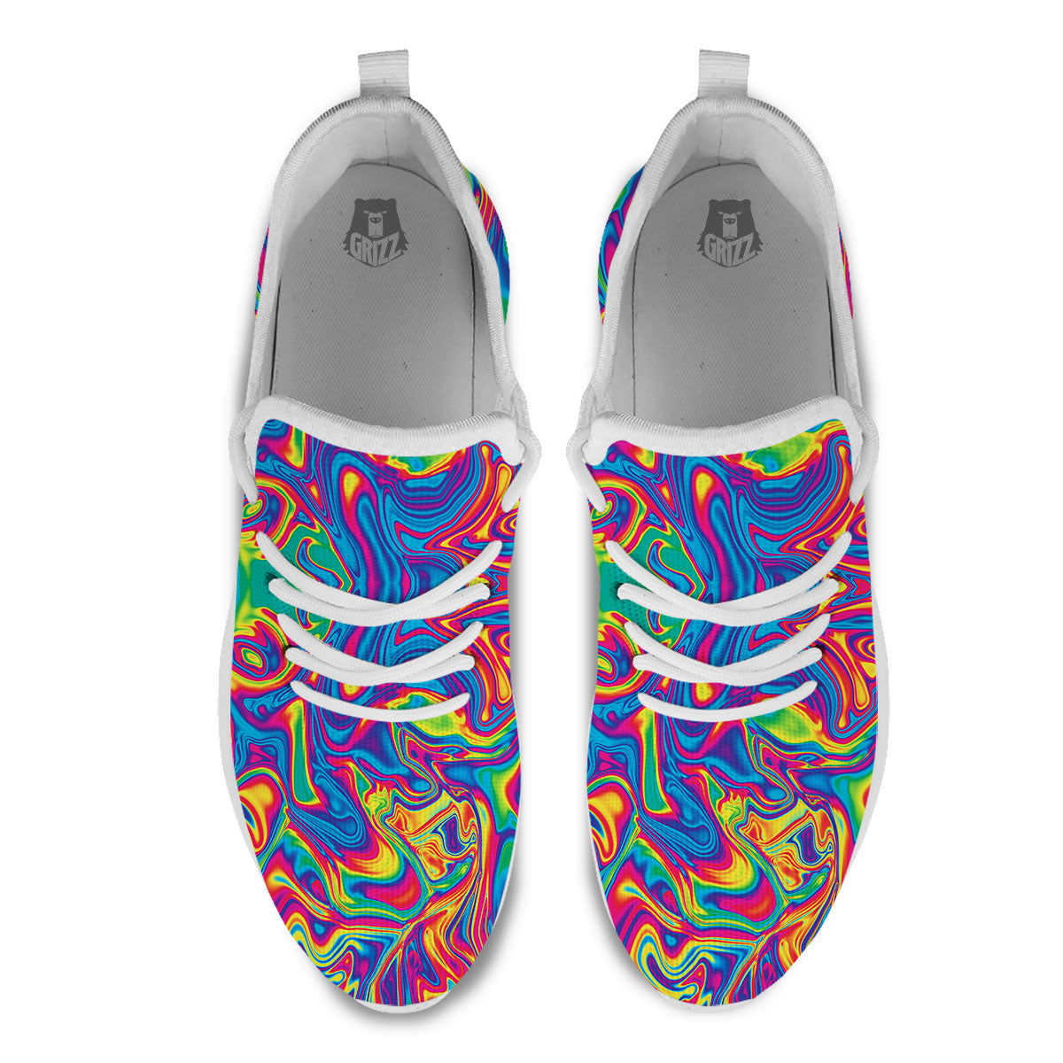 Acid Psychedelic Print Pattern White Athletic Shoes-grizzshop