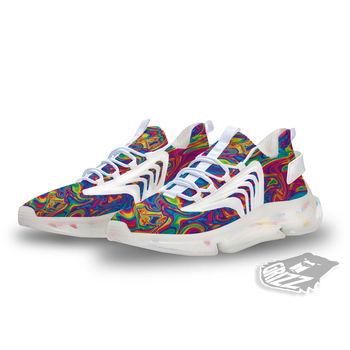 Acid Psychedelic Print Pattern White Gym Shoes-grizzshop