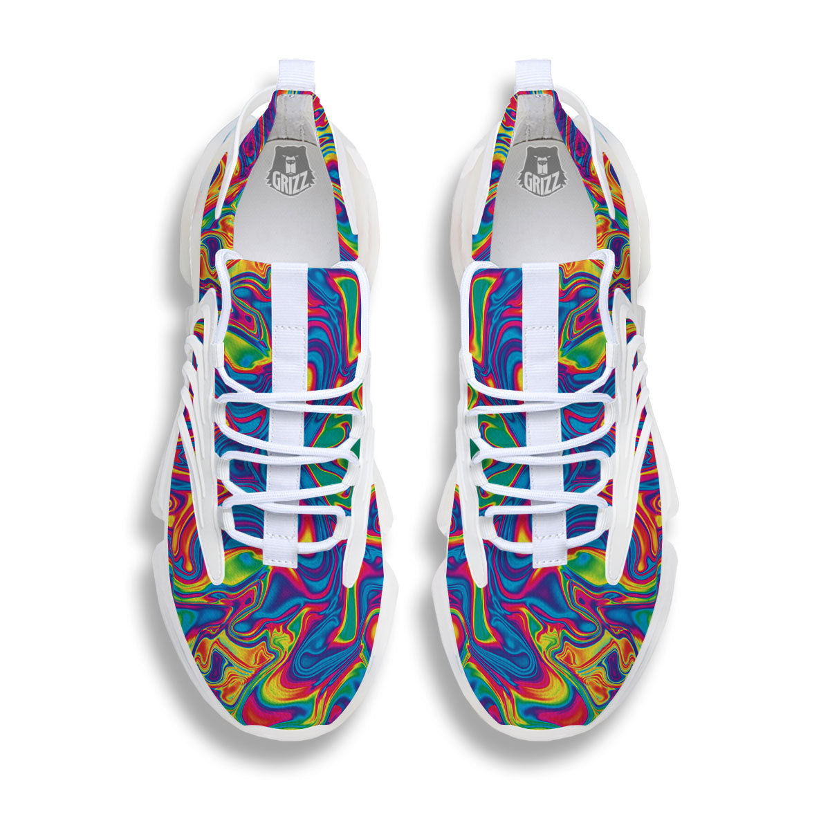 Acid Psychedelic Print Pattern White Gym Shoes-grizzshop
