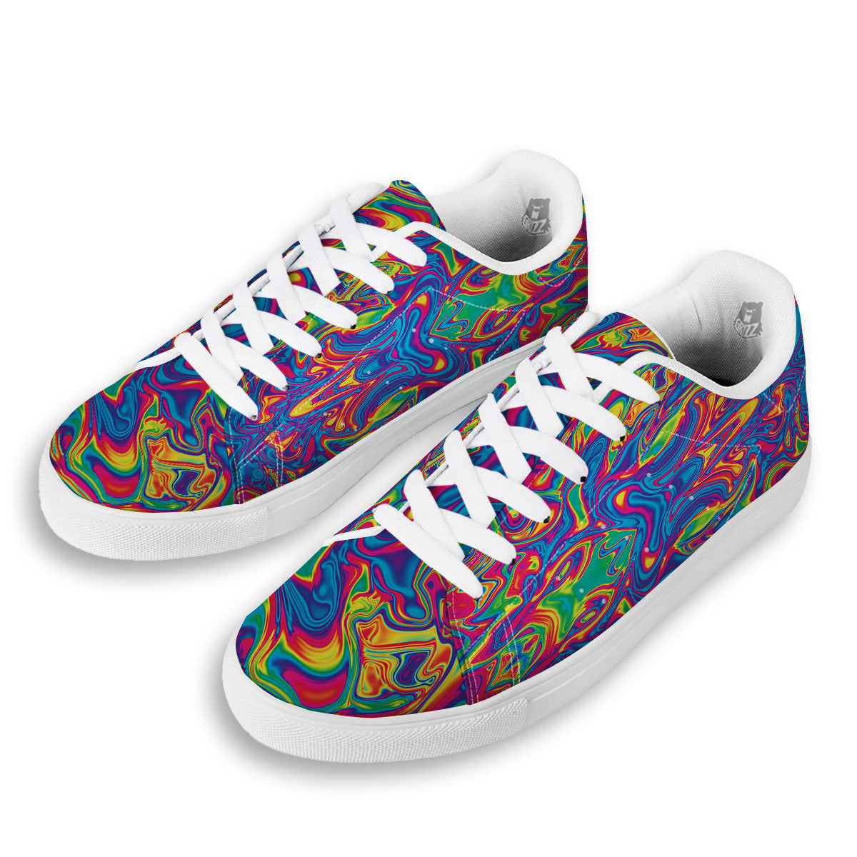 Acid Psychedelic Print Pattern White Low Top Sneakers-grizzshop