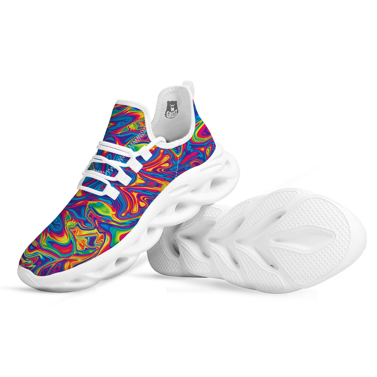 Acid Psychedelic Print Pattern White Running Shoes-grizzshop