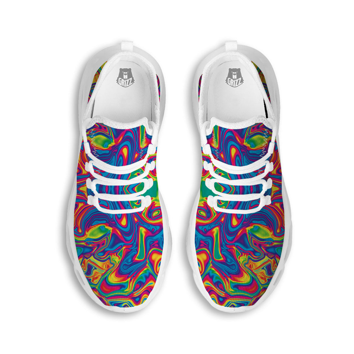 Acid Psychedelic Print Pattern White Running Shoes-grizzshop