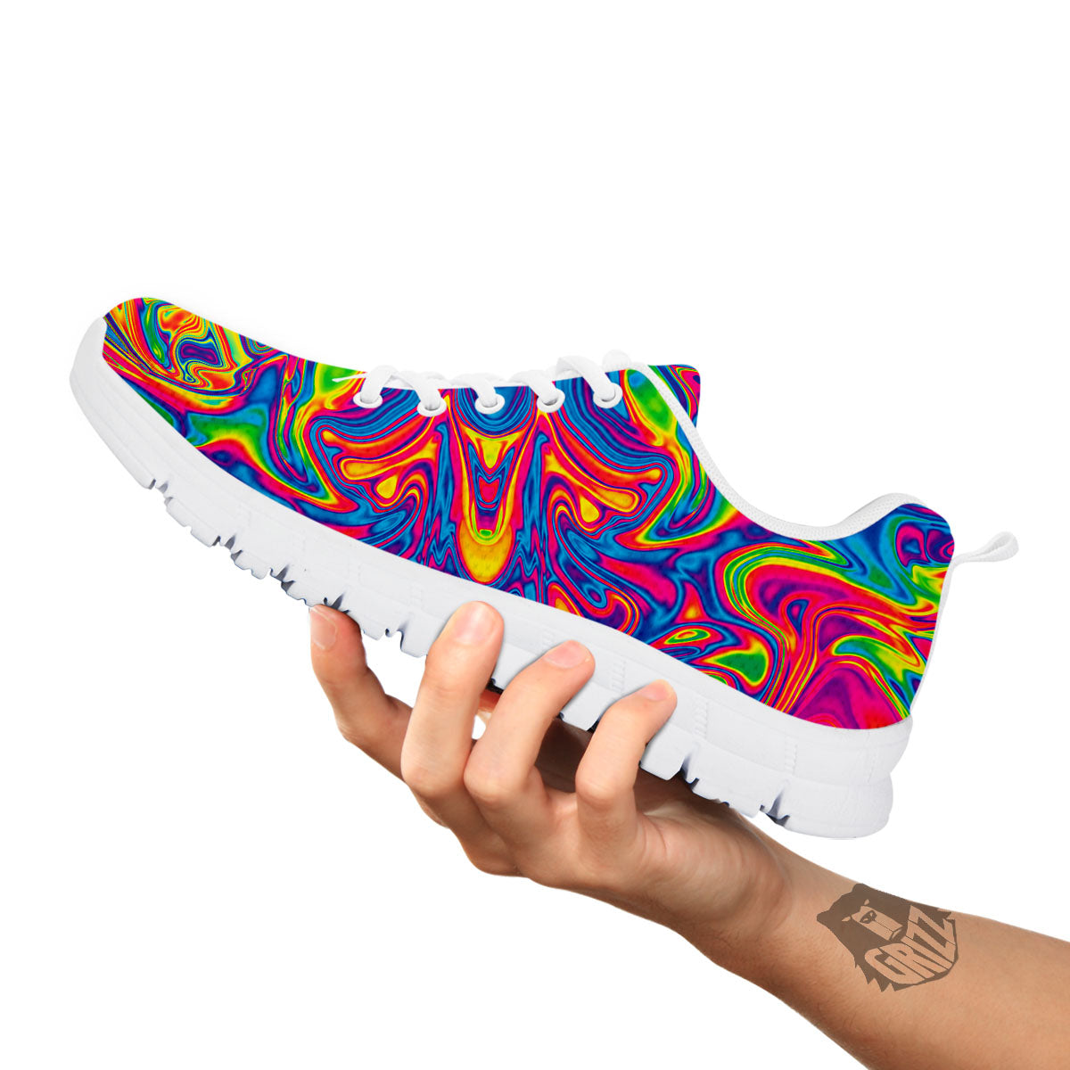 Acid Psychedelic Print Pattern White Sneaker-grizzshop