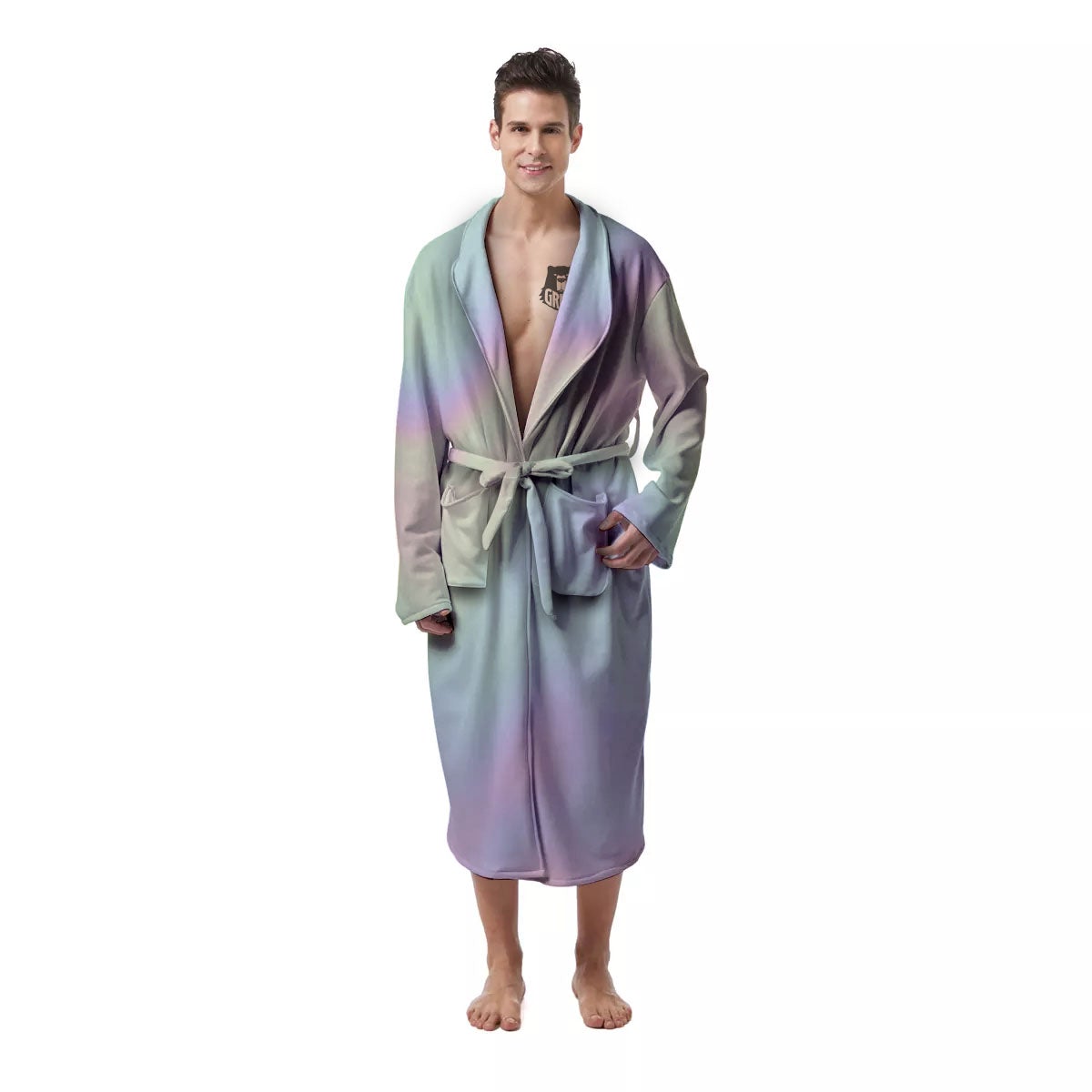 Acid Melt Pastel Print Men's Robe-grizzshop