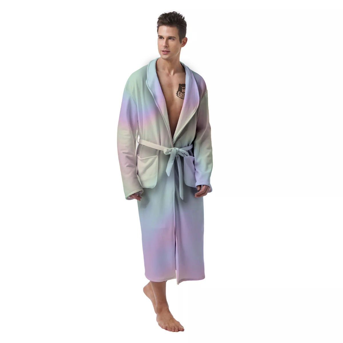 Acid Melt Pastel Print Men's Robe-grizzshop
