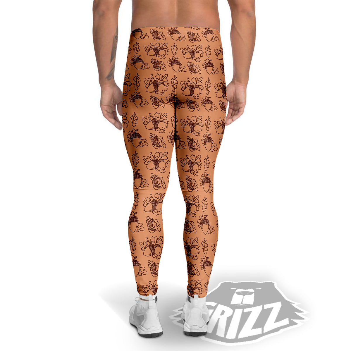 Acorn Drawing Print Pattern Men's Leggings-grizzshop