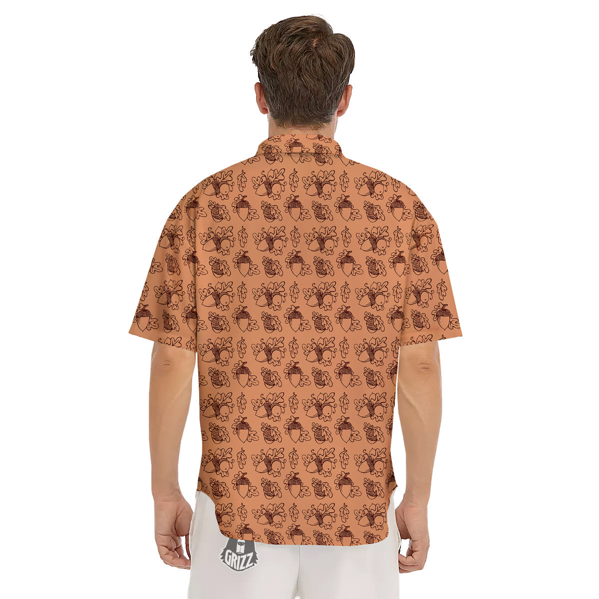 Acorn Drawing Print Pattern Men's Short Sleeve Shirts-grizzshop
