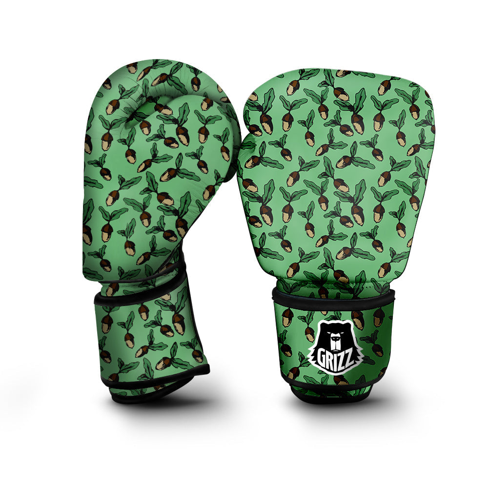 Acorn Green Print Pattern Boxing Gloves-grizzshop