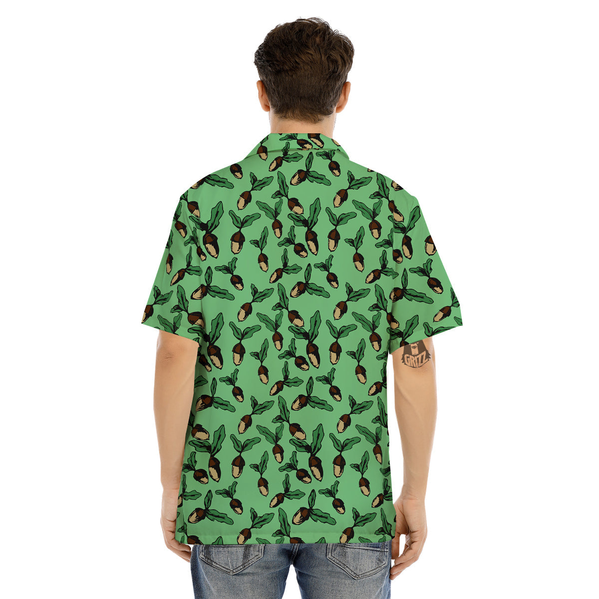 Acorn Green Print Pattern Men's Hawaiian Shirt-grizzshop