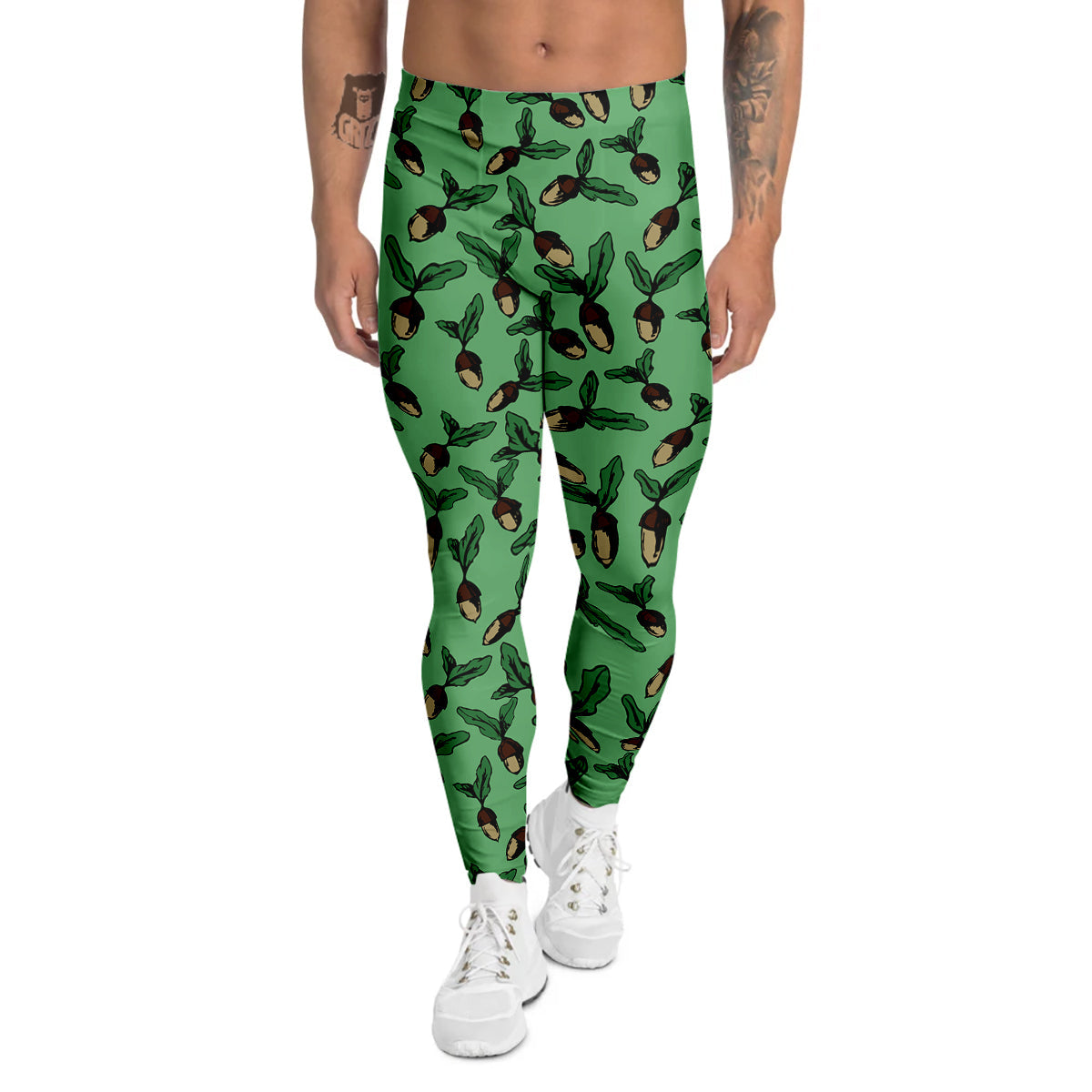 Acorn Green Print Pattern Men's Leggings-grizzshop