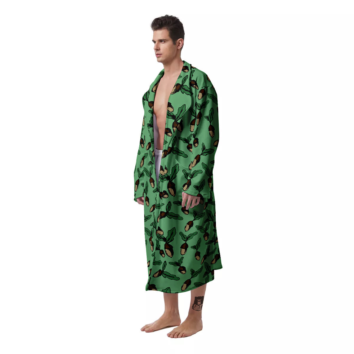 Acorn Green Print Pattern Men's Robe-grizzshop