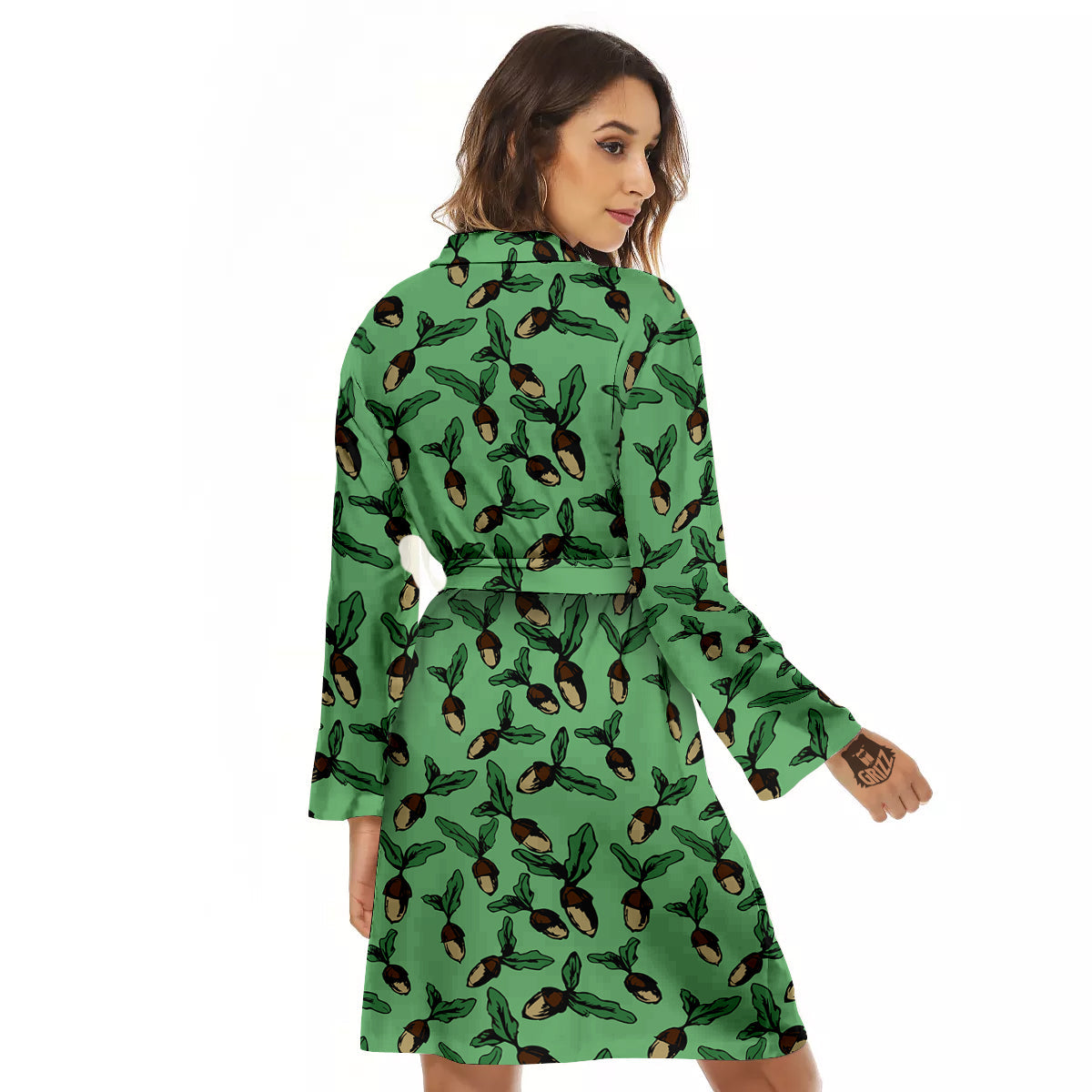 Acorn Green Print Pattern Women's Robe-grizzshop