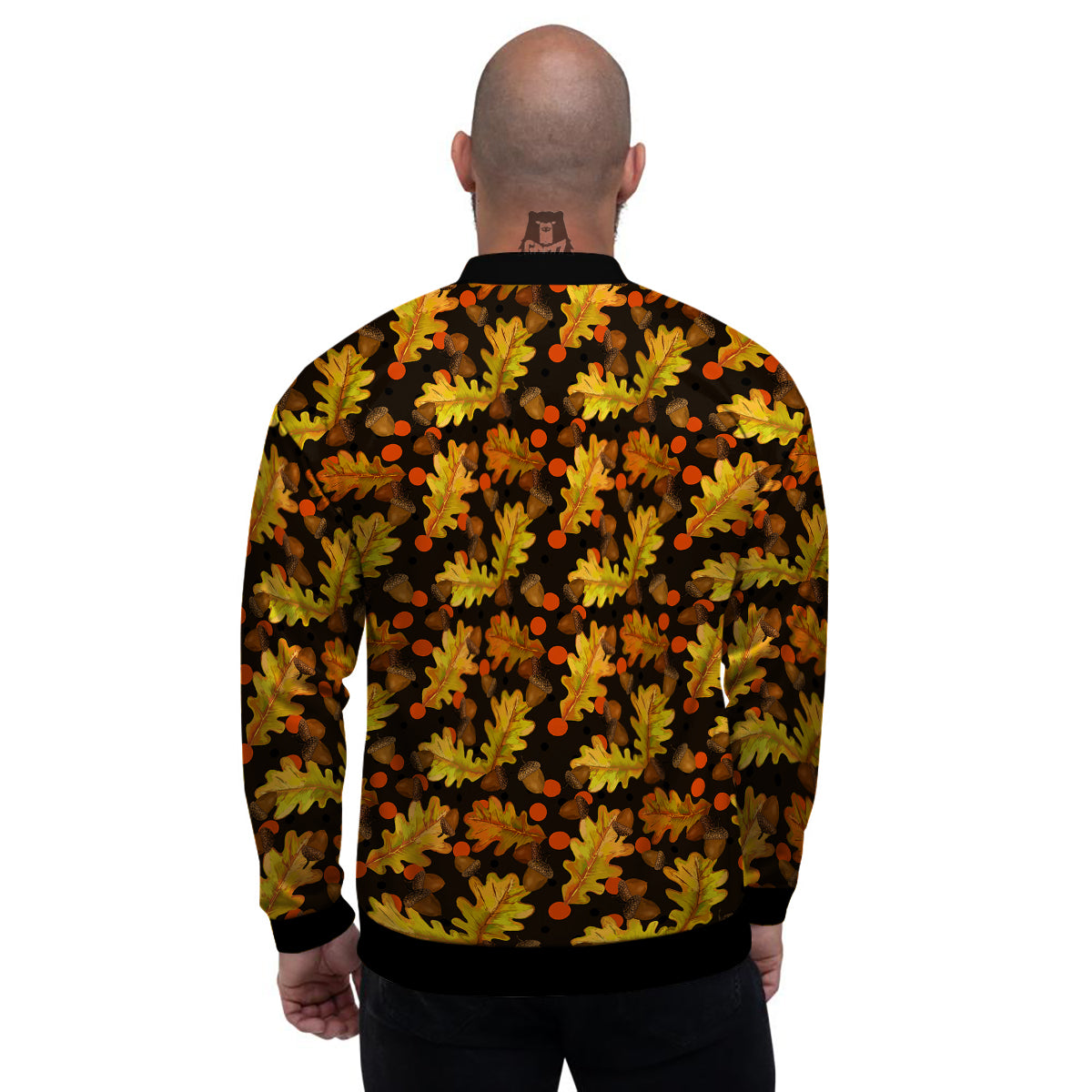 Acorn Leaf Print Pattern Men's Bomber Jacket-grizzshop