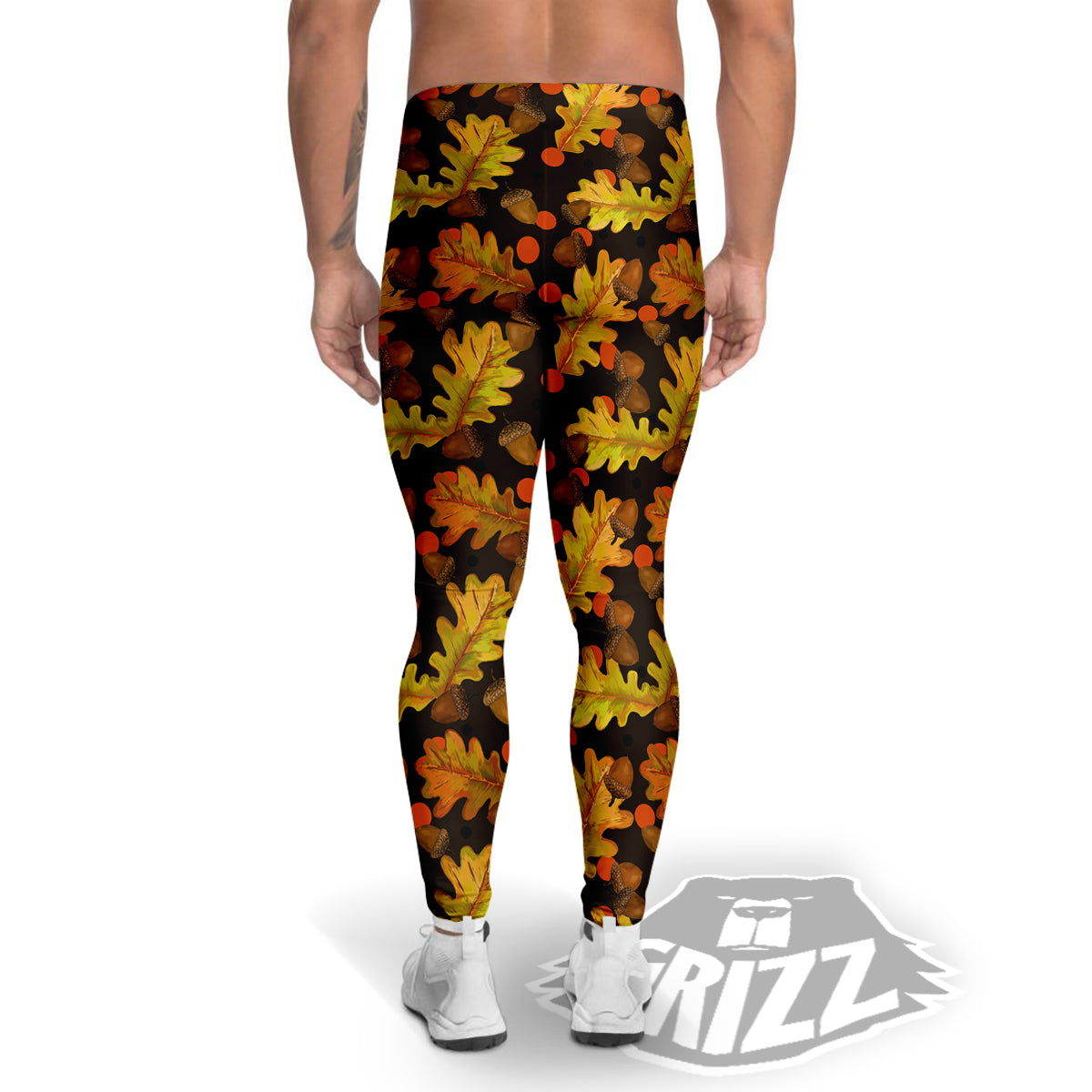 Acorn Leaf Print Pattern Men's Leggings-grizzshop