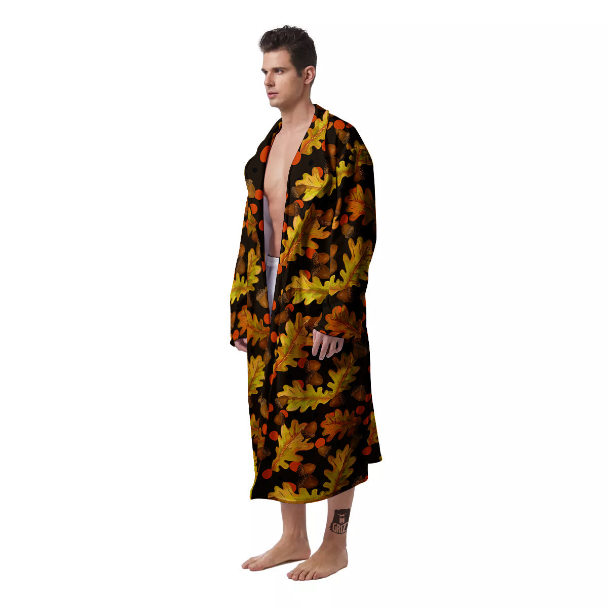 Acorn Leaf Print Pattern Men's Robe-grizzshop