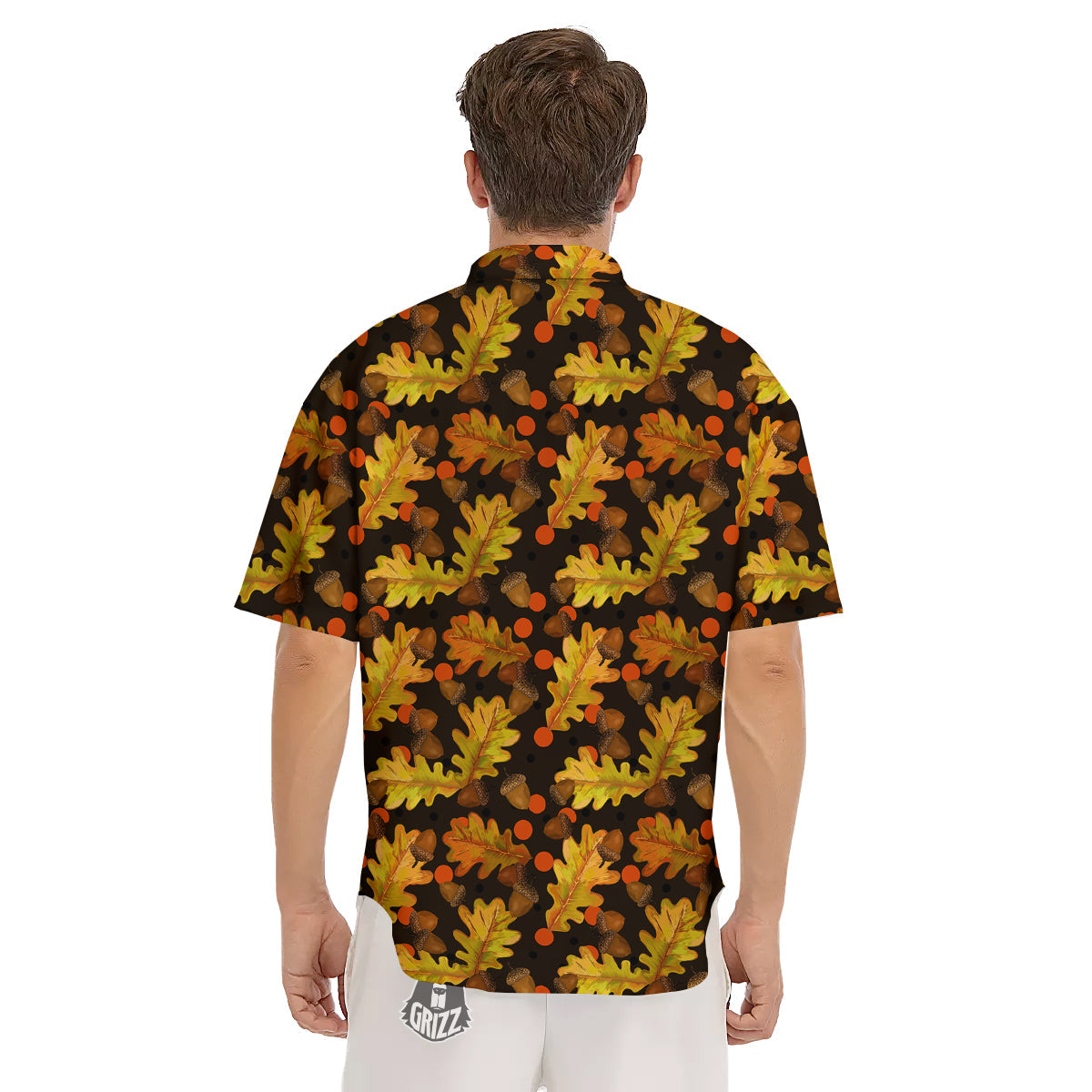 Acorn Leaf Print Pattern Men's Short Sleeve Shirts-grizzshop