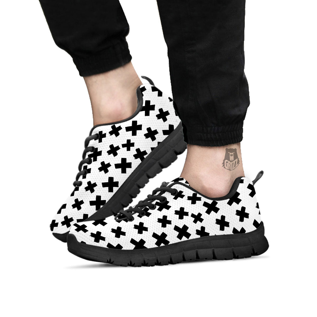 Add Sign Symbol Print Pattern Black Sneaker-grizzshop