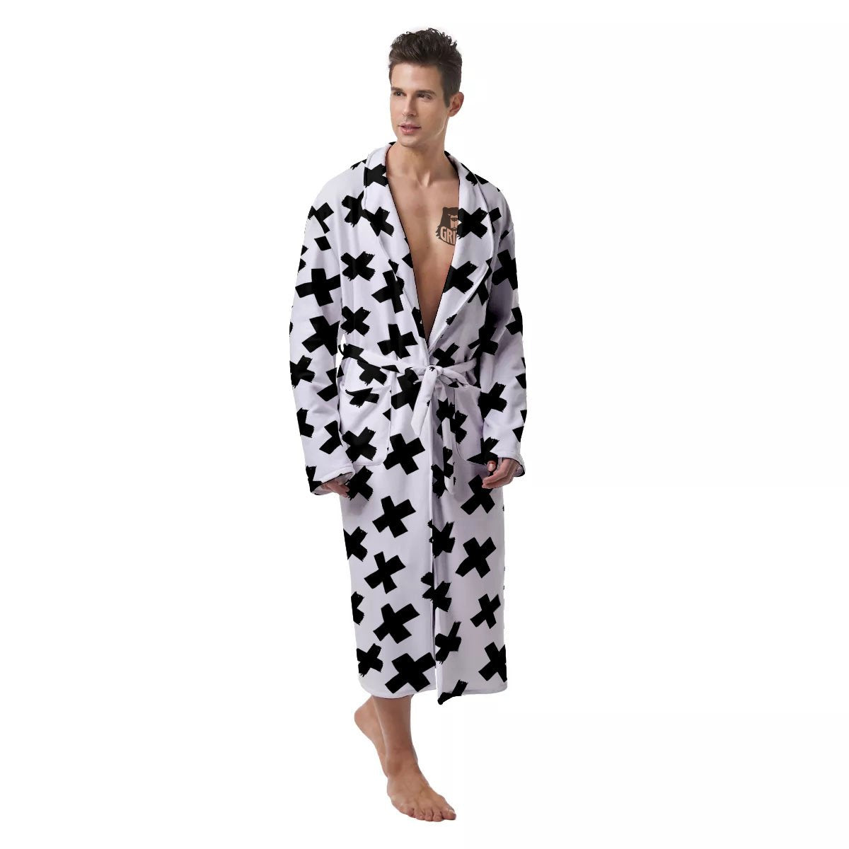 Add Sign Symbol Print Pattern Men's Robe-grizzshop