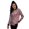 Adinkra African Tribe Red Symbols Women's Bomber Jacket-grizzshop