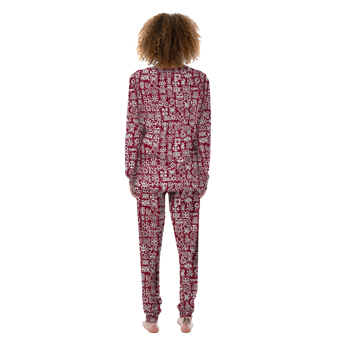 Adinkra African Tribe Red Symbols Women's Pajamas-grizzshop