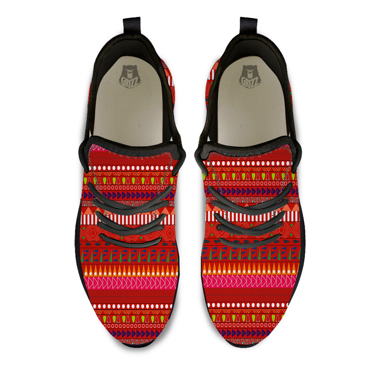 Adinkra Symbols West African Print Pattern Black Athletic Shoes-grizzshop