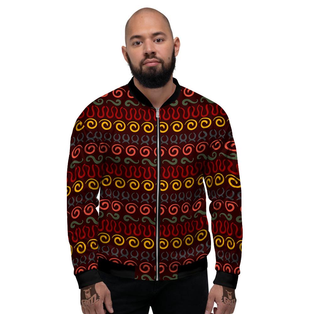Adinkra Symbols West Print Pattern Men's Bomber Jacket-grizzshop