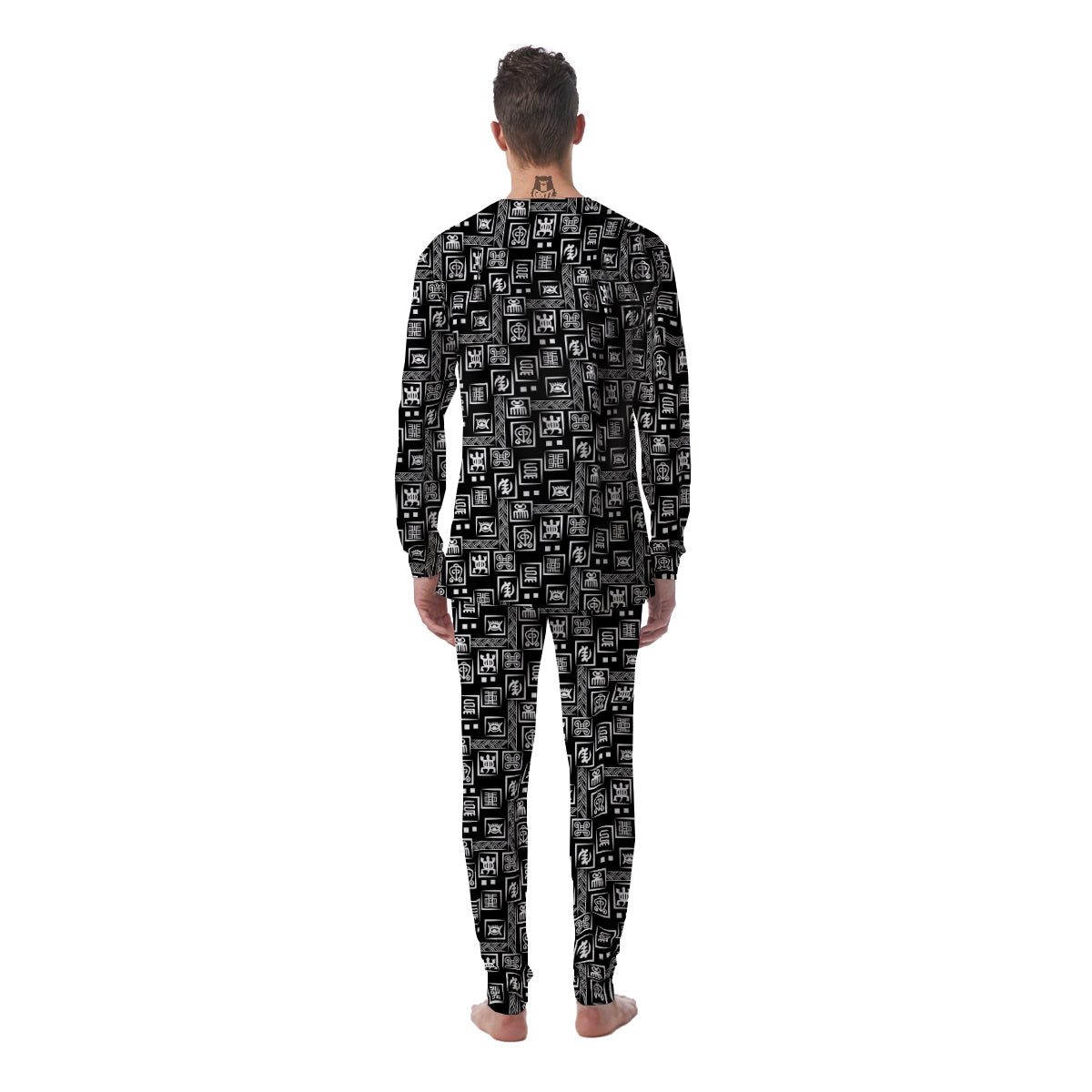 Adinkra Symbols White And Black Print Pattern Men's Pajamas-grizzshop