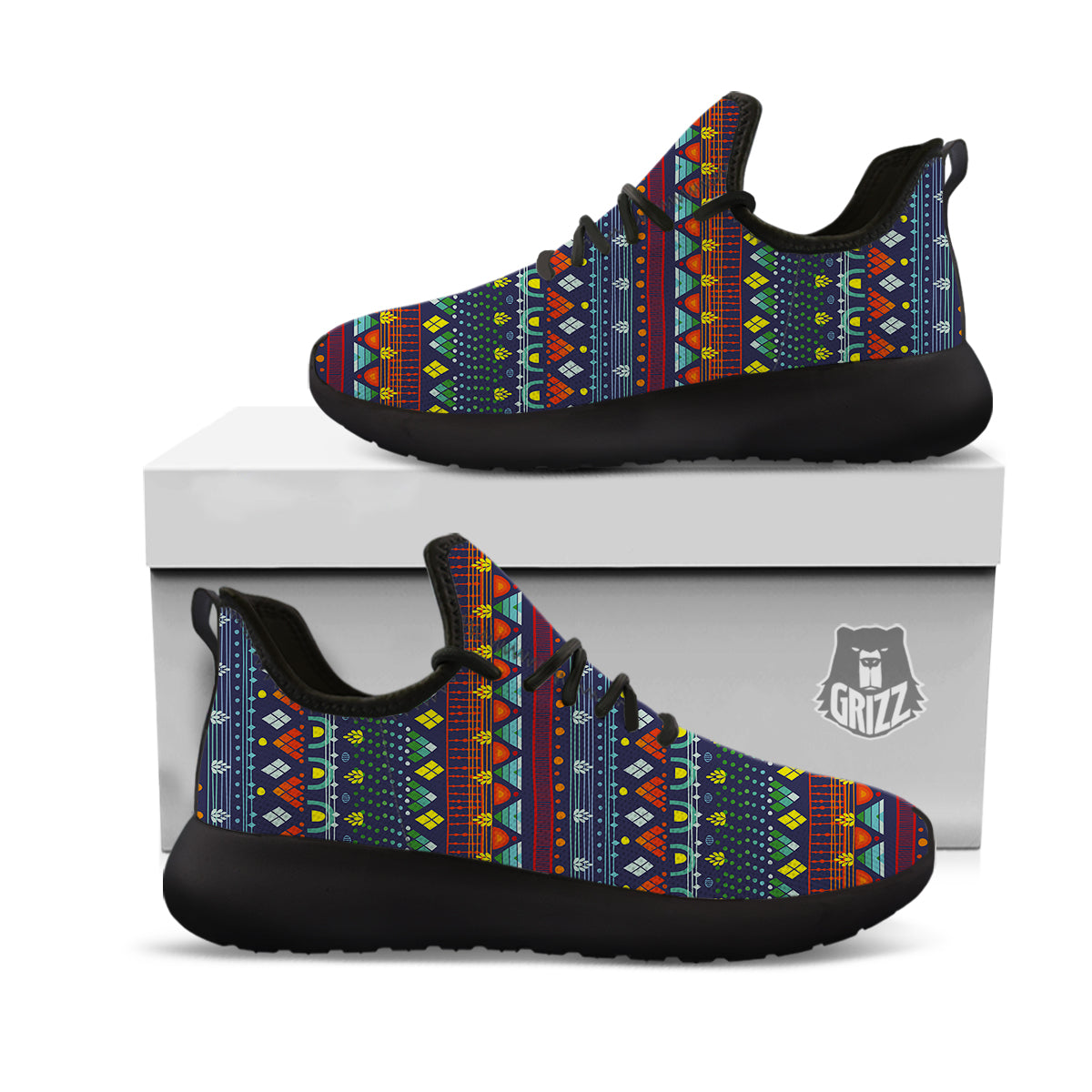 Adinkra Tribe African West Symbols Black Athletic Shoes-grizzshop