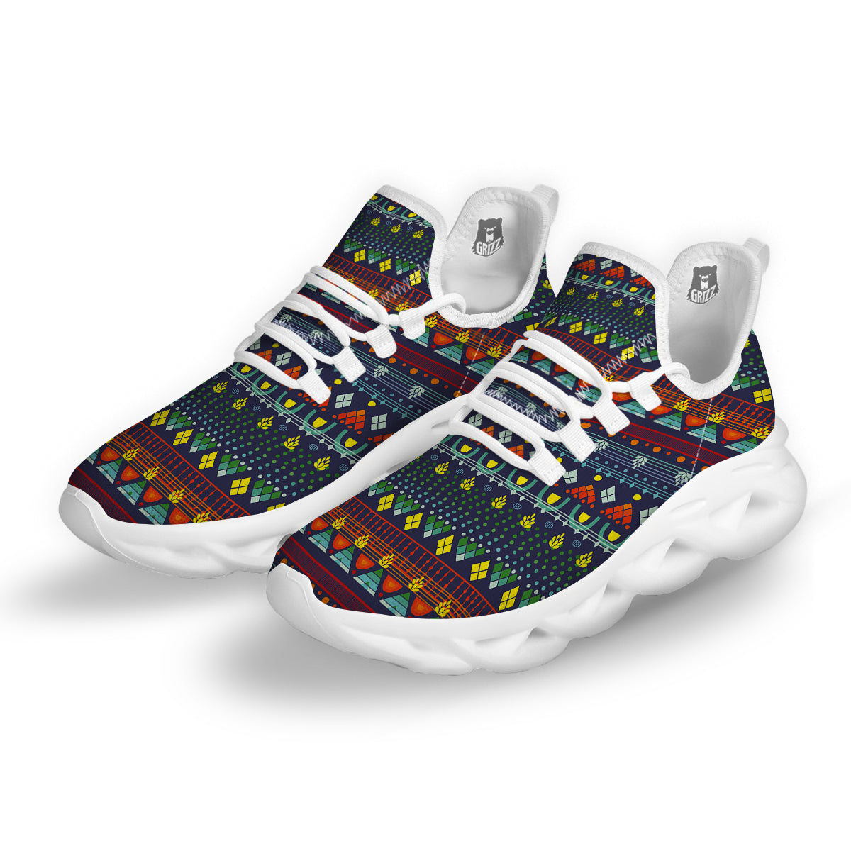 Adinkra Tribe African West Symbols White Running Shoes-grizzshop