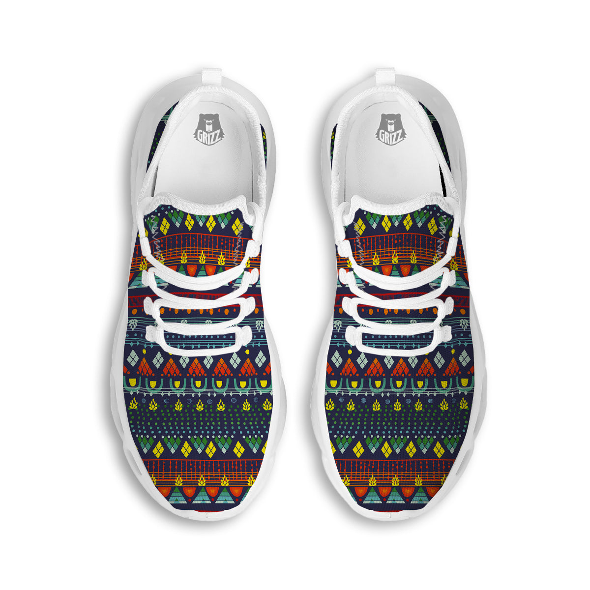 Adinkra Tribe African West Symbols White Running Shoes-grizzshop
