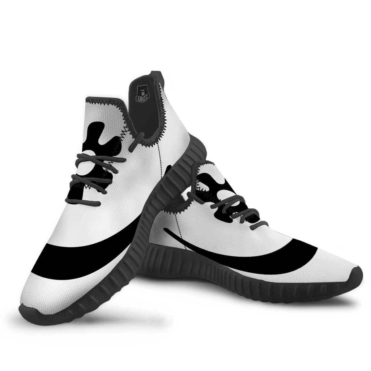 Adinkra Tribe Symbols White And Black Black Walking Shoes-grizzshop