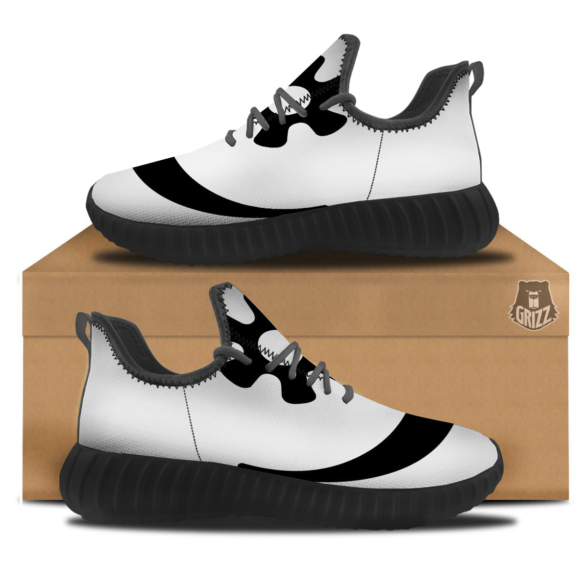 Adinkra Tribe Symbols White And Black Black Walking Shoes-grizzshop