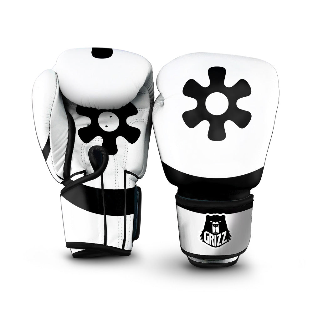 Adinkra Tribe Symbols White And Black Boxing Gloves-grizzshop