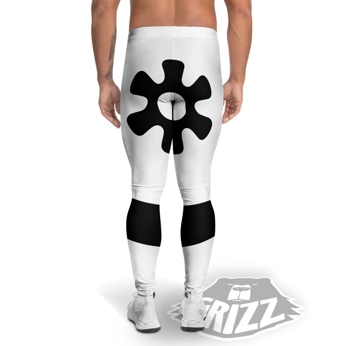Adinkra Tribe Symbols White And Black Men's Leggings-grizzshop
