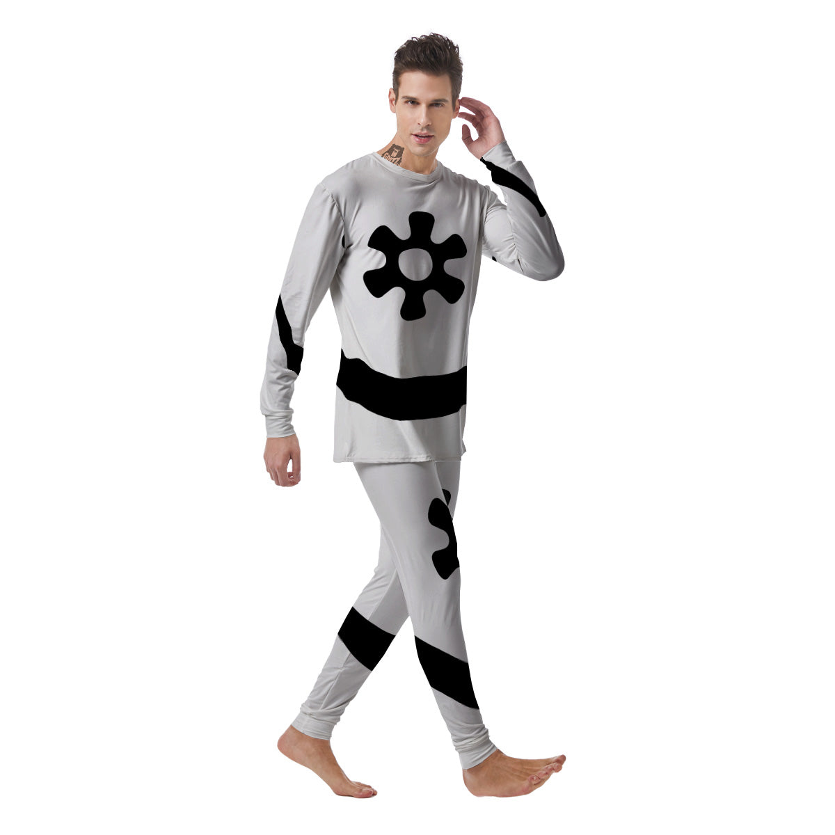 Adinkra Tribe Symbols White And Black Men's Pajamas-grizzshop