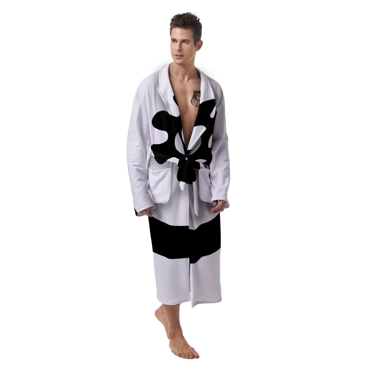 Adinkra Tribe Symbols White And Black Men's Robe-grizzshop