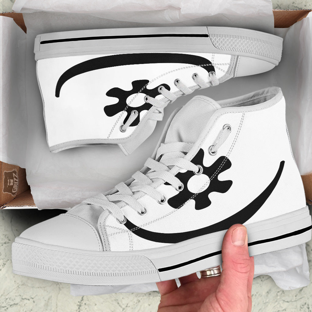 Adinkra Tribe Symbols White And Black White High Top Shoes-grizzshop